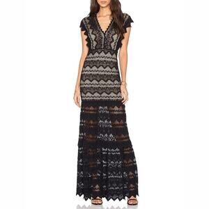 Nightcap Antoinette Lace Gown in Black & Tan Size M